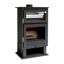 Poêle à bois en acier, four inox de face, bûcher inférieur - IceAway