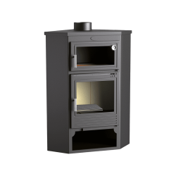 Poêle à bois de coin en acier, four supérieur de face, bûcher inférieur - DualFlame