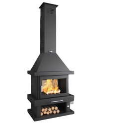 Cheminée à bois en acier, bûcher inférieur - Lignéo