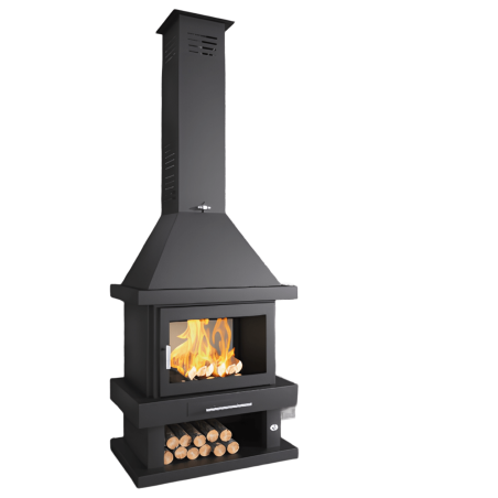 Cheminée à bois en acier, bûcher inférieur - Lignéo