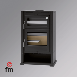 Poêle à bois en acier, double combustion, Four supérieur de face en inox, bûcher inférieur - Warmilo