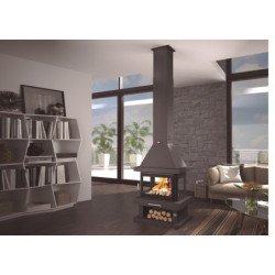 Cheminée centrale en acier, bûcher inférieur - CalorDesign