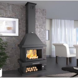 Cheminée à bois en acier, bûcher inférieur - Lignéo