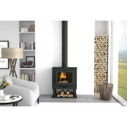 Poêle à bois en acier, porte en fonte, bûcher inférieur - FlammEdge
