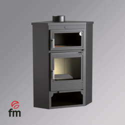 Poêle à bois de coin en acier, four supérieur de face, bûcher inférieur - DualFlame