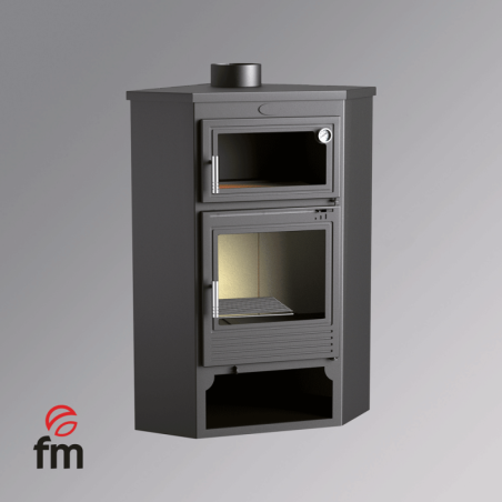 Poêle à bois de coin en acier, four supérieur de face, bûcher inférieur - DualFlame