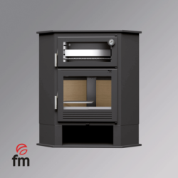 Poêle à bois de coin en acier, four de face, bûcher inférieur - GreenFlamme