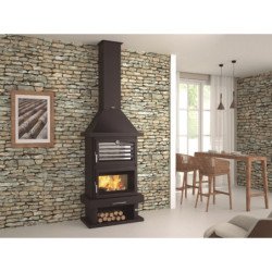 cheminée à bois en acier avec four supérieur, bûcher inférieur - CœurBraise