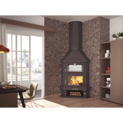 Cheminée à bois de coin en acier avec four supérieur, bûcher inférieur - BoisFer