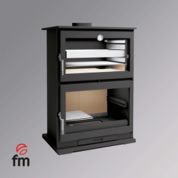 Poêle à bois en acier, four de face - EcoChauffe