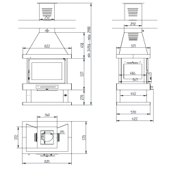 Cheminée centrale en acier, bûcher inférieur - CalorDesign