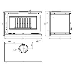 Poêle/cheminée à suspendre, avec turbines, verre serigraphié - BioBraze