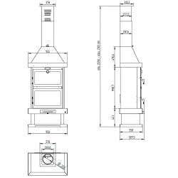 cheminée à bois en acier avec four supérieur, bûcher inférieur - CœurBraise