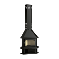 Cheminée à bois de coin en acier, bûcher inférieur - Hearthix