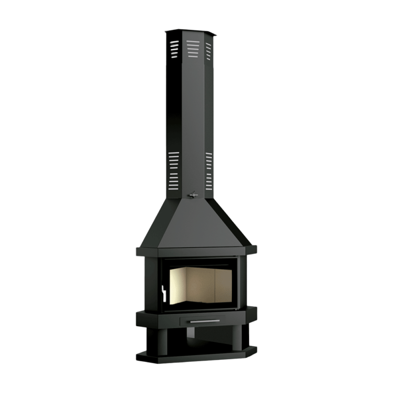 Cheminée à bois de coin en acier, bûcher inférieur - Hearthix